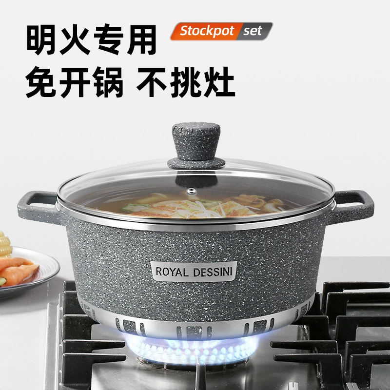Die‑cast cookware set (Lanya), non‑stick aluminum, 10‑piece or 6‑piece soup pot combo