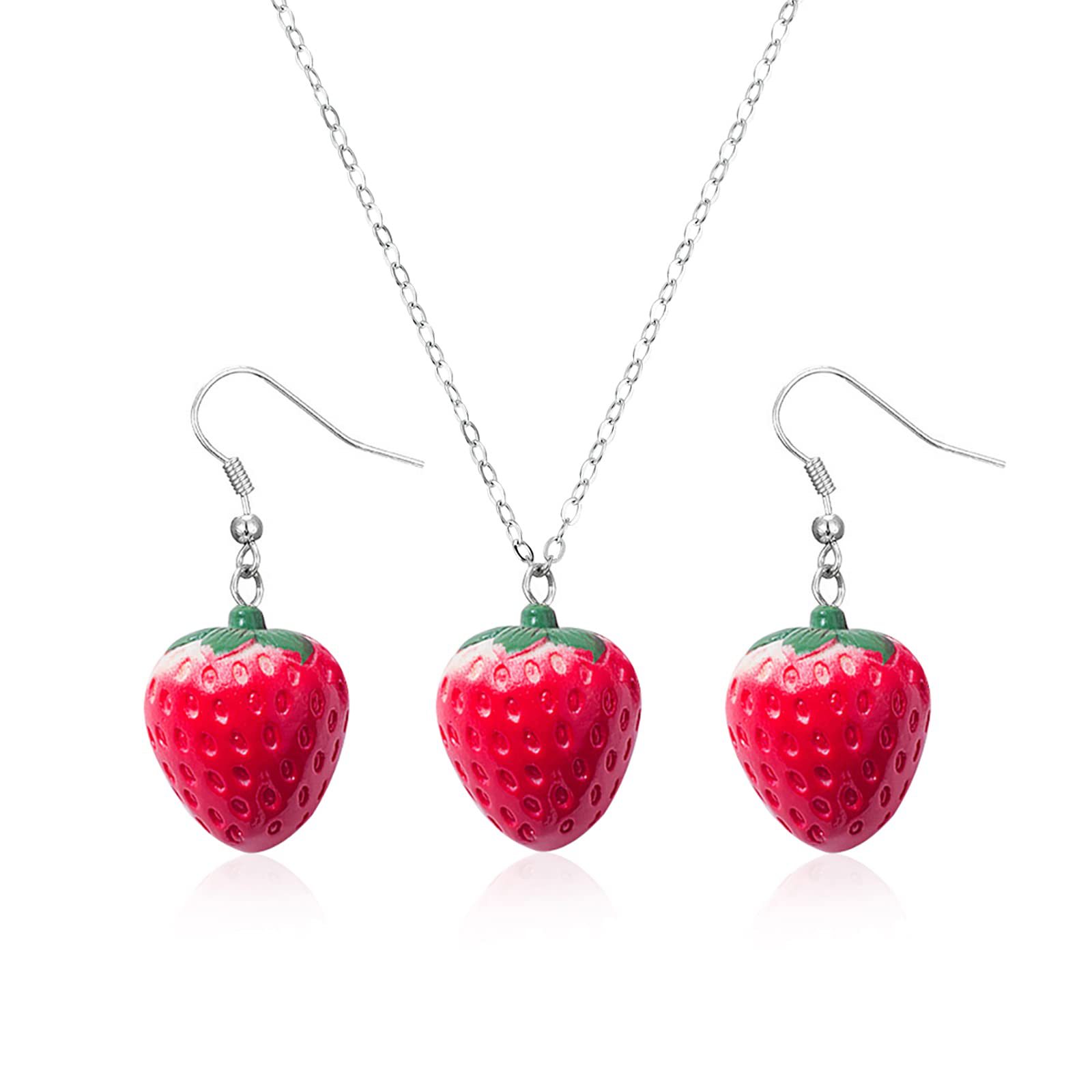 Transfronteriza Europea y Americana de la personalidad creativa pendientes de fresa roja lindo 3D de simulación de resina de frutas pendientes colgantes de setas