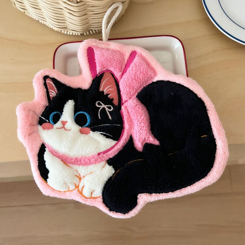 かわいい猫ハンドタオル 吸水速乾 かわいい厚手の四角タオル 小さなタオル 子供用トイレタオル|undefined