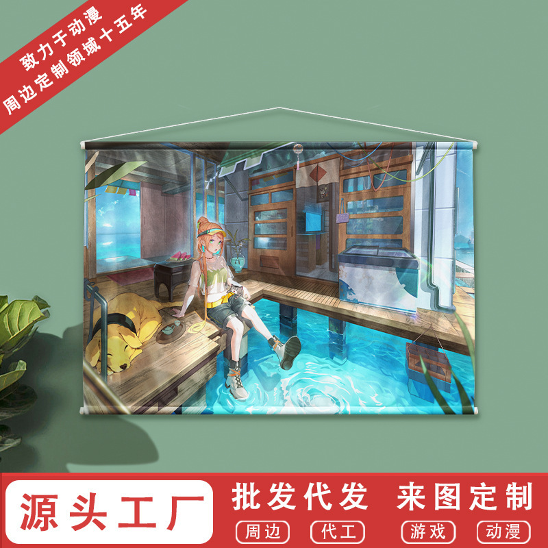 Living room decorative painting cartoon animation peripheral small gift horizontal bedroom creative scroll secondary hanging painting wholesale