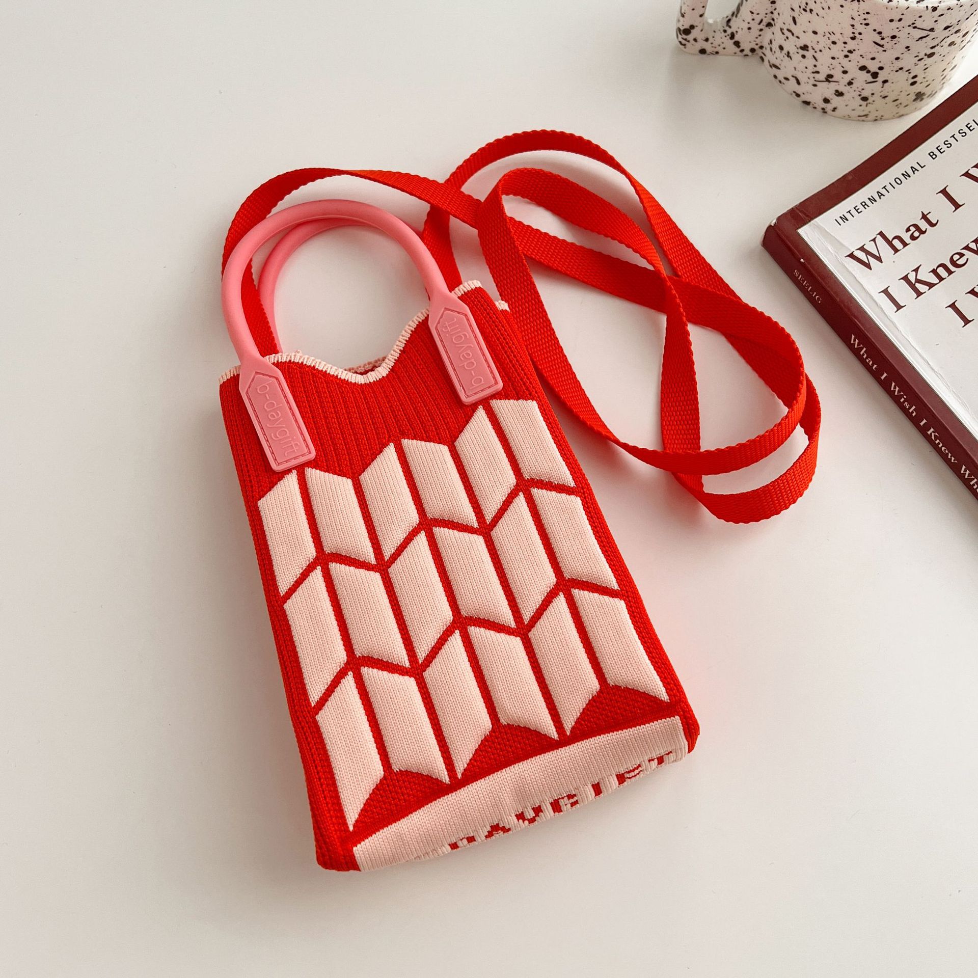 Nuevo amor bolso del teléfono móvil bolso de punto al por mayor de gran capacidad bolso de mano estudiante crossbody bolsa de lana fábrica