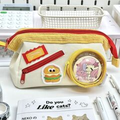 可爱いハンバーグペンバッグ突き色学生大容量マジックテープ高颜値多层文房具バッグ痛みバッグ収纳バッグ