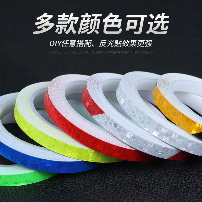 Suministro directo de fábrica pegatinas reflectantes del cuerpo del coche tira reflectante rojo y blanco pegatinas del cuerpo del coche enrejado cinta reflectante rueda cubo pegatinas reflectantes