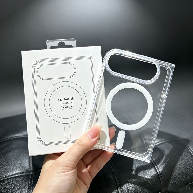 Suitable for Apple iPhone 18 Fold: Transparent acrylic folding case with magnetic closure Suitable for Apple iPhone 18 Fold: Transparent acrylic folding case with magnetic closure