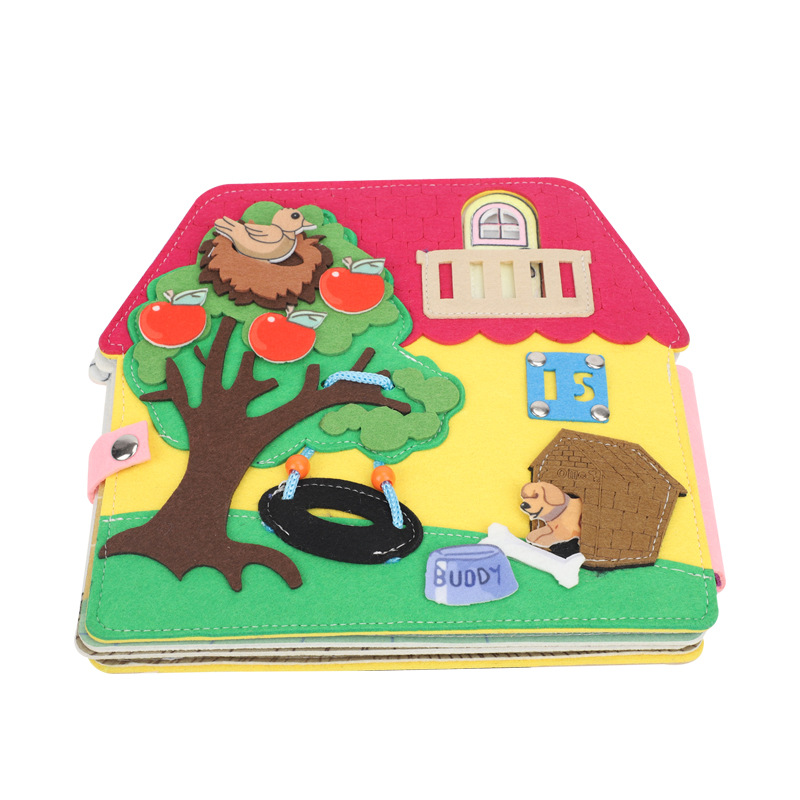 Montessori bebé libro tranquilo para niños inteligencia de desarrollo del libro del arco iris 3D tridimensional Educación Temprana de dibujos animados libro de tela de fieltro