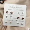 Fashionable small universal earrings from pearl, set, Korean style, simple and elegant design, wholesale