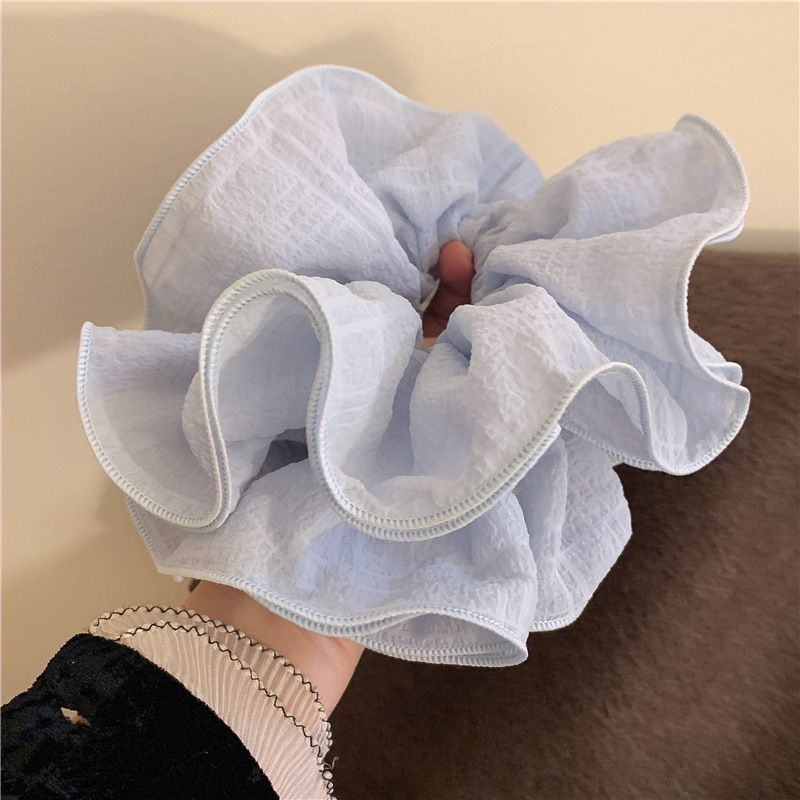 ¡4 pisos super grandes! Negro + blanco encaje plegado de alta sensación collar de cabello de intestino grande relajado francés coreano cuerda de cabello mujer