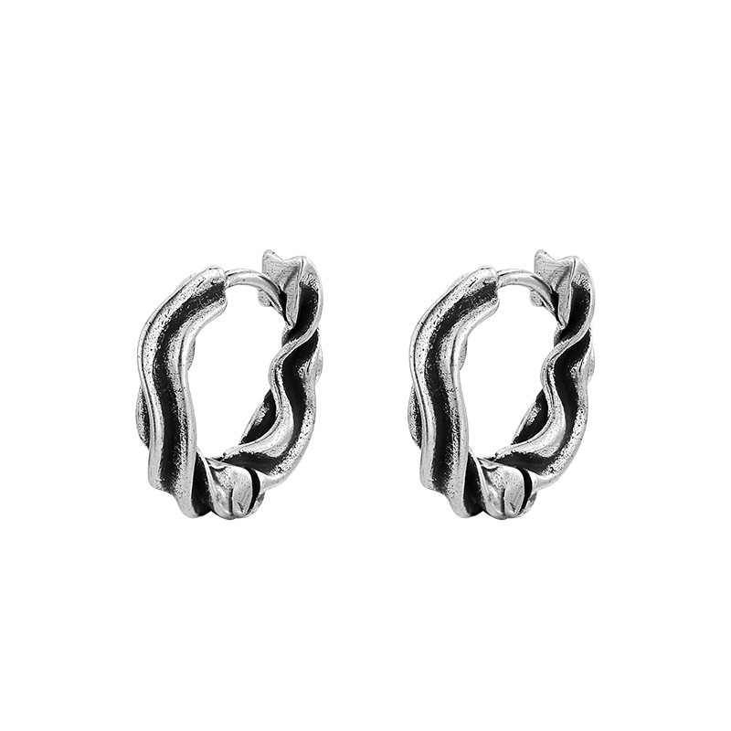 Silver Plated Mobius Hoop Earrings Vintage Design For Unisex_voghion.com