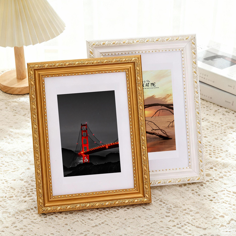 Scandinavian Retro 6inch Photo Frame Empty Frame Classical Gold Ornaments 7810inch A4 Photo Wall Hanging Framed Table Picture Frame