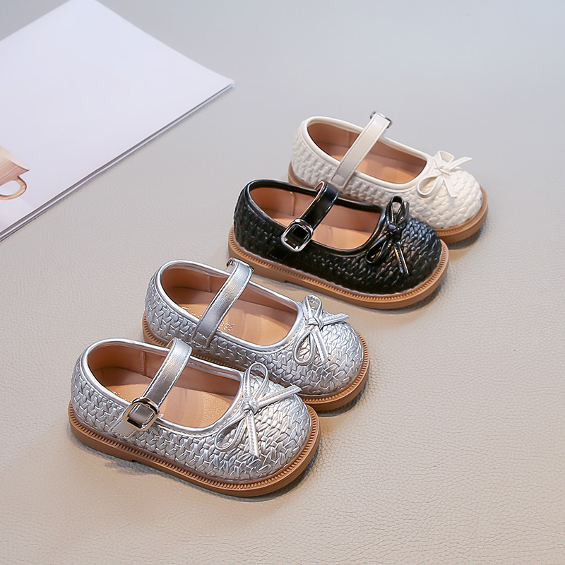 Girls' Shoes Soft Sole Korean Style Little Girl Princess Shoes Braided Fairy Bow Mary Jane Shoes Performance Dance Shoes