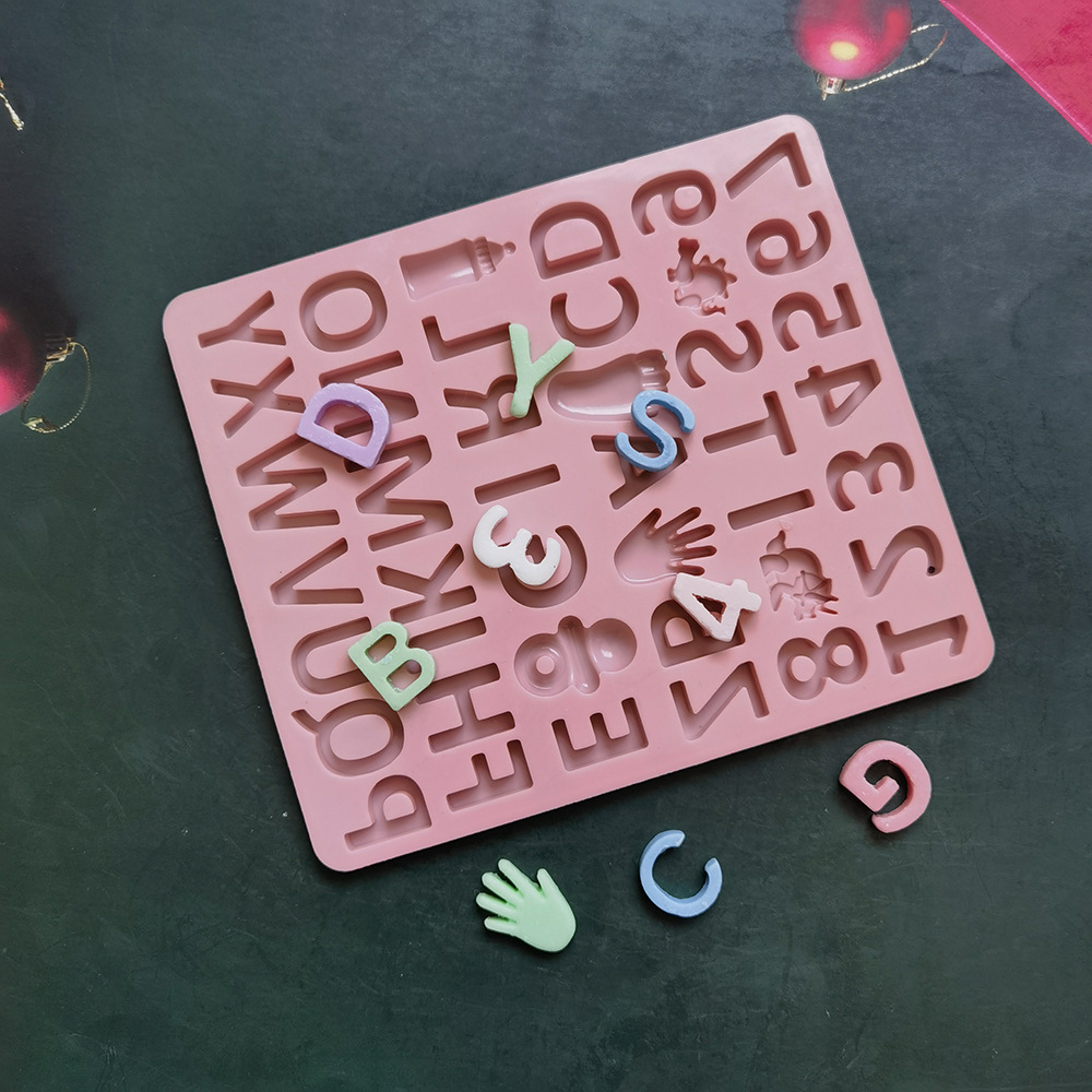 Niña chocolate alfanumérico 1 molde de silicona pastel helado pudín molde de postre jabón utensilios de cocción