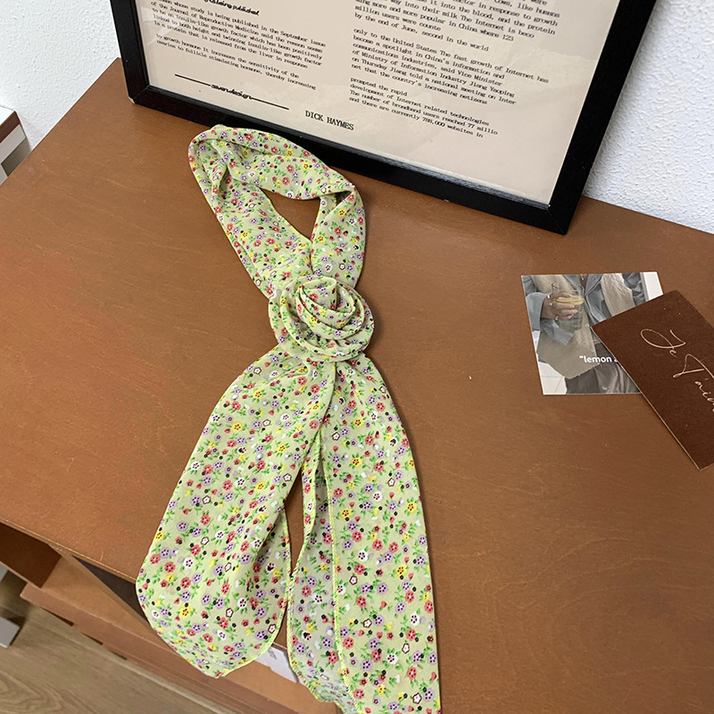 Pañuelo de seda para mujer, tira larga, sentido de alta calidad, lunares, corbata estrecha y delgada, pañuelo de flor de rosa, cinturón para el cabello, cinturón al por mayor