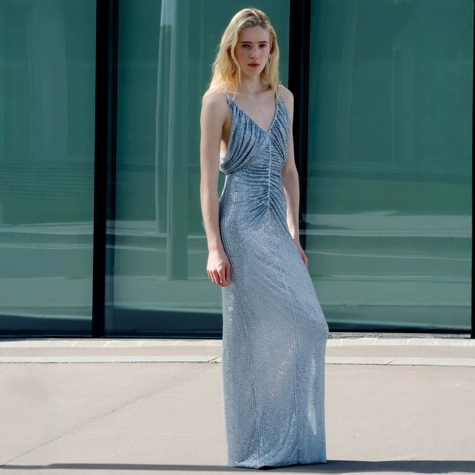 2026 European and American New Fashion Style Sleeveless Rhinestone Embellished Women's Dress Sexy Party Gown
