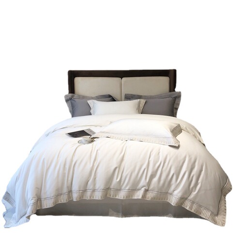 Light Luxury Class A 140-count Pure Cotton Four-Piece Set Long Staple Cotton High-End Embroidered Comforter Sheet Set All-Cotton Nudist Bedding Set