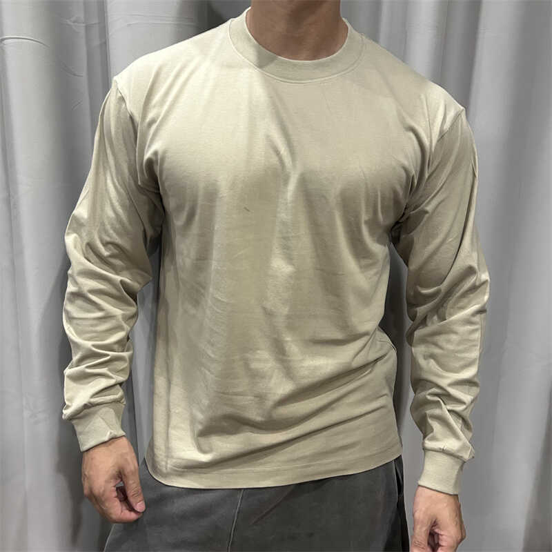 American Sports Casual Long-Sleeved T-Shirt Men's Round Neck Pure Cotton Slim Threaded Bottoming Shirt Fitness Loose Sweatshirt Spring & Fall