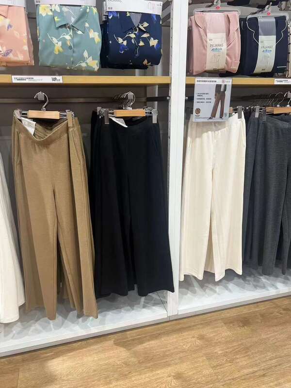 Autumn Women's Waffle Elastic Elastic Waist Straight Pants Loose Casual Pants Home Pants 458976