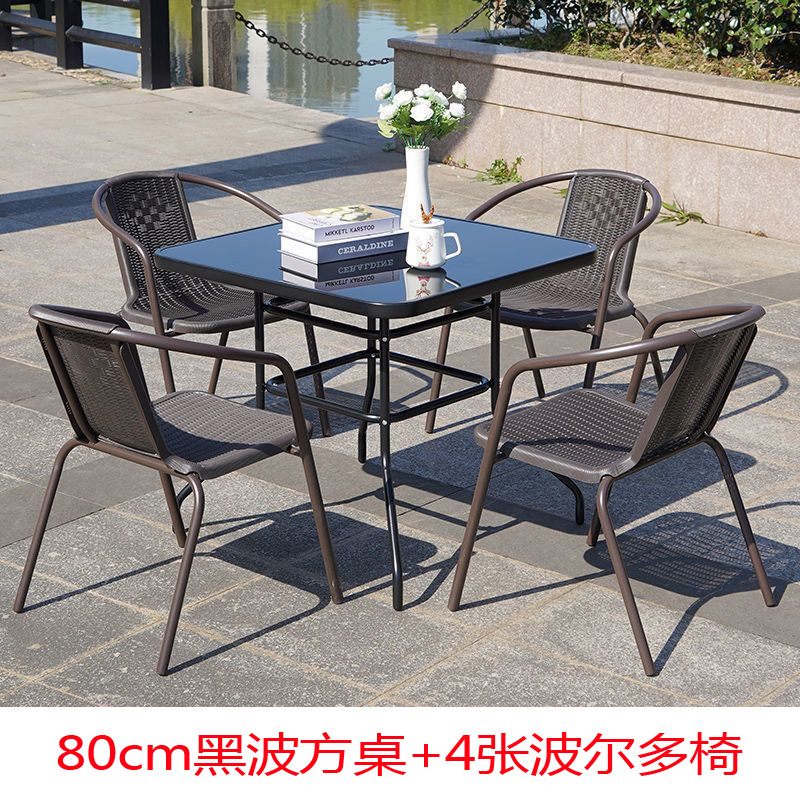Mesa cuadrada de onda negra de 80cm 4 sillas de Burdeos