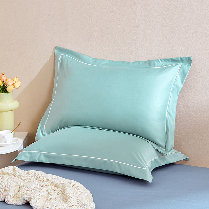Wide-Edge Washable Silk Pillowcase, Skin-Friendly Bare Feel Solid Color Pillowcase Set of 2, Silk-like Pillowcase Amazon Cross-Border