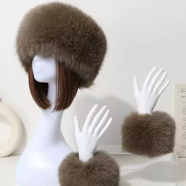 Cross-Border Autumn and Winter Imitation Fox Fur Thickened Fur Topless Hat Cold-Proof Hairband Women's Sleeves Warm Wrist Protection Thickened