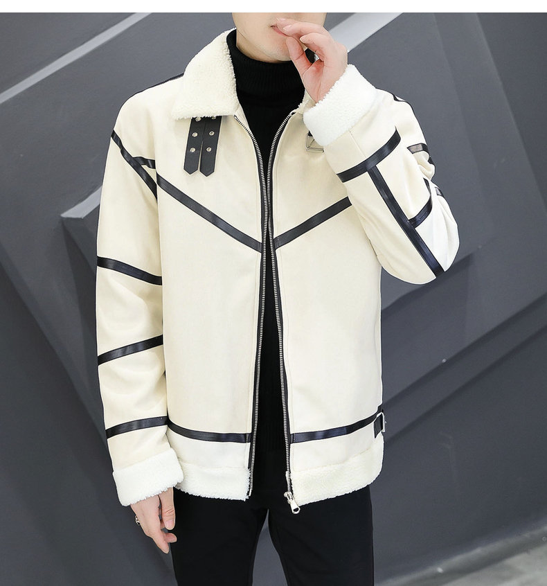 Winter New Men's Leather Jacket Thickened And Velvet Fur Integrated Korean Version Leather Jacket Handsome Coat_voghion.com