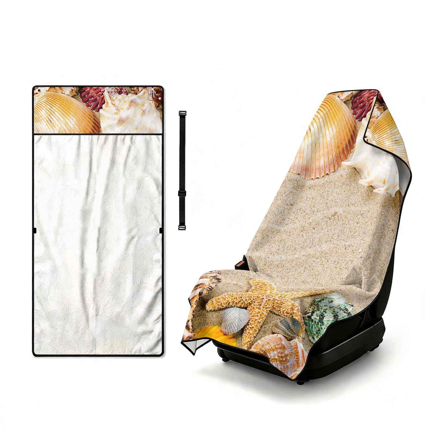 Summer bath towel and car seat cover 2-in-1, ultra-fine fiber outdoor beach and car dual-use universal seat cushion