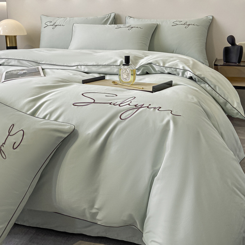 Todo algodón largo algodón puro algodón cuatro piezas conjunto 2025 nuevo algodón dormitorio sábanas de alta calidad sábanas de cama tres piezas conjunto