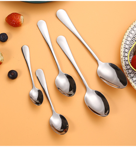 Factory wholesale 1010 stainless steel tableware spoon hotel restaurant spoon coffee spoon eating spoon children's spoon
