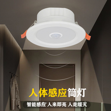 LED智能人体感应筒灯声控雷达嵌入式暗装家用天花灯走廊过道射灯