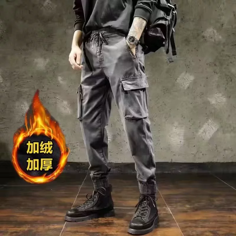 Повседневные толстые американские бархатные брюки для мужчин осенний и зимний прилив Британские красивые ретро свободные брюки-корсеты