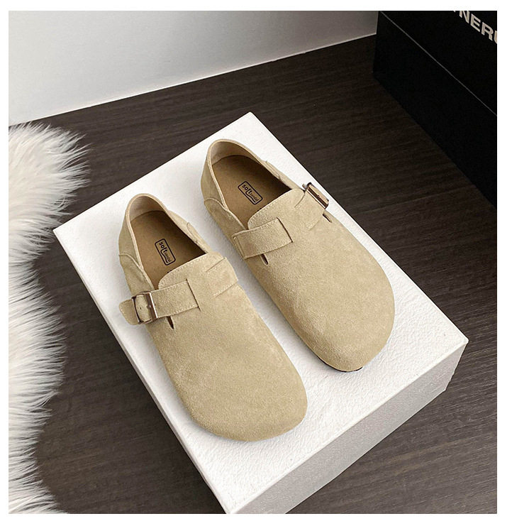 Giày lười da bò bít mũi quai hậu có khóa, đế cao 3 cm — Màu caramel, Màu mơ, Màu nâu đậm chi tiết 25
