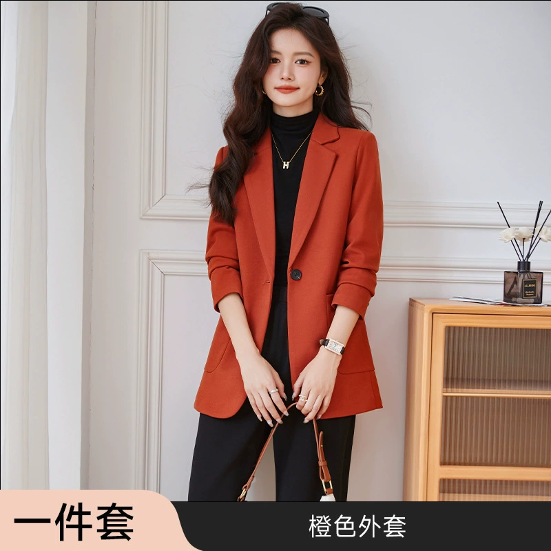 Apricot demi-season small classic suit jacket, thermal underwear for leisure, 2023 collection, for teenagers, autumn
