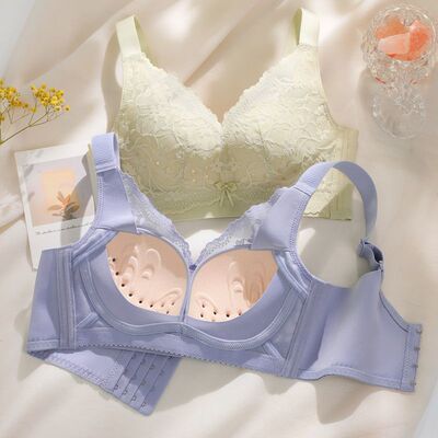 内衣女小胸聚拢显大无钢圈文胸蕾丝调整型上托防下垂收副乳文胸罩
