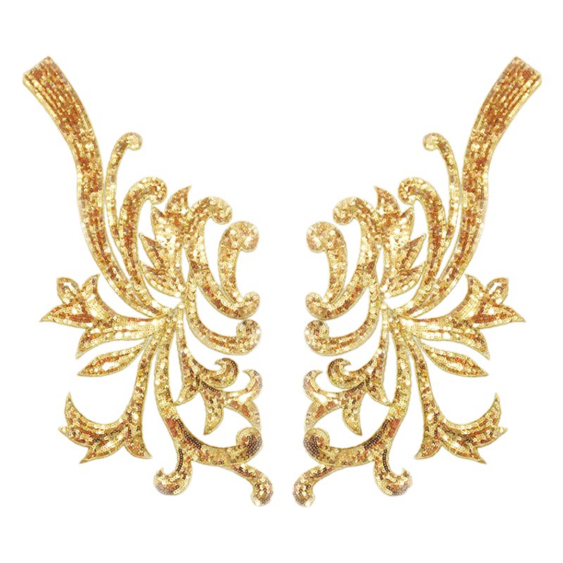 Lentejuelas encaje bordado pegatinas de tela ropa las mujeres escote floral cheongsam vestido decoración la etapa Accesorios