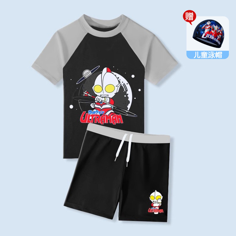クラシックウルトラマン子供用水着男の子 2025 新しい男の子中型および大型子供用ワンピース日焼け止め速乾性プロ水着|undefined