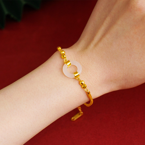 New Arrival Interlocking Healthy Bead Bracelet Crafted Gemstone Vintage Extended Ring Copper Alloy Women's Elegance