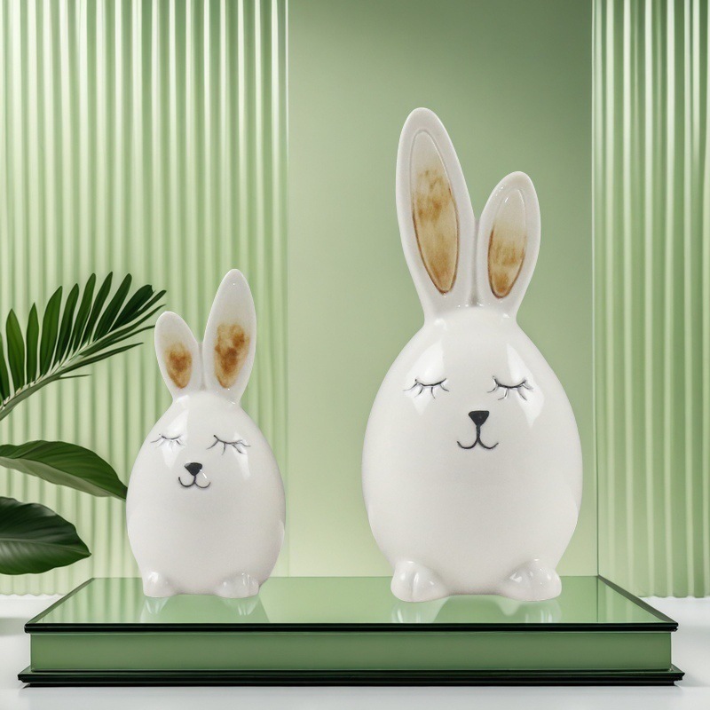 Personalidad nórdica de cerámica pintada en oro ligera de lujo conejo adornamiento creativo para el hogar joyería de la sala de estar regalos de Pascua