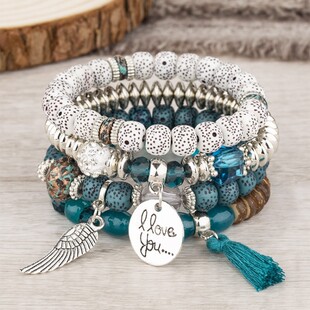Fashionable jewelry with tassels, beaded bracelet, boho style 4