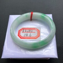 六舒翡翠白底青贵妃糯种缅甸天然A货翡翠手镯阳绿色