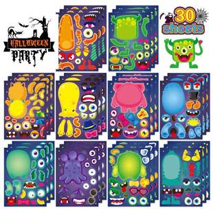 Halloween Cartoon Monster Kids Puzzle Stickers Kids Game Stickers Halloween Party Event Gift Stickers