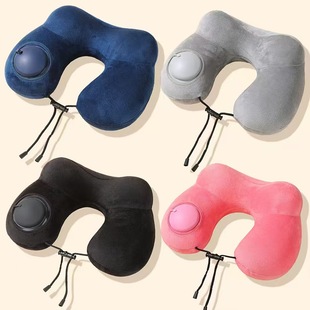 Travel Portable Removable and Washable Folding Crystal Velvet Functional Neck Protection Pillow Nap Office Pressing Inflatable U-shaped Pillow