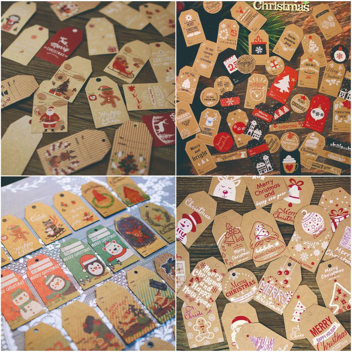 圣诞节牛皮纸吊牌节日礼物礼品装饰吊卡可爱麋鹿之家祝福留言卡片