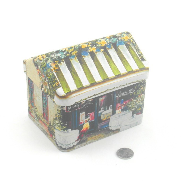 圣诞屋子形状礼品铁盒 圣诞节包装礼品铁盒 屋仔铁皮盒