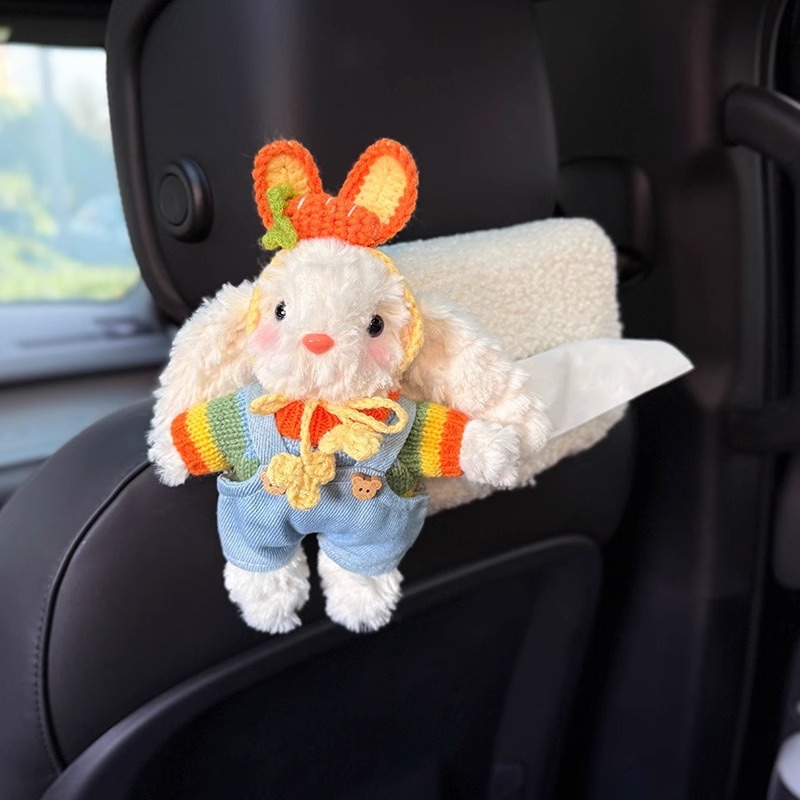 Creative Rabbit Car Tissue Box Storage Car Hanging 2025 New High Sense Car Doll Lady