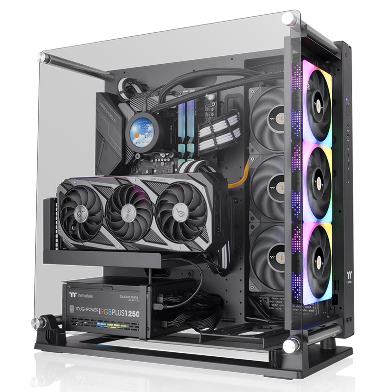 Tt desktop computer pc main case tempered glass desktop wall hanging open special-shaped e-sports game water-cooled case