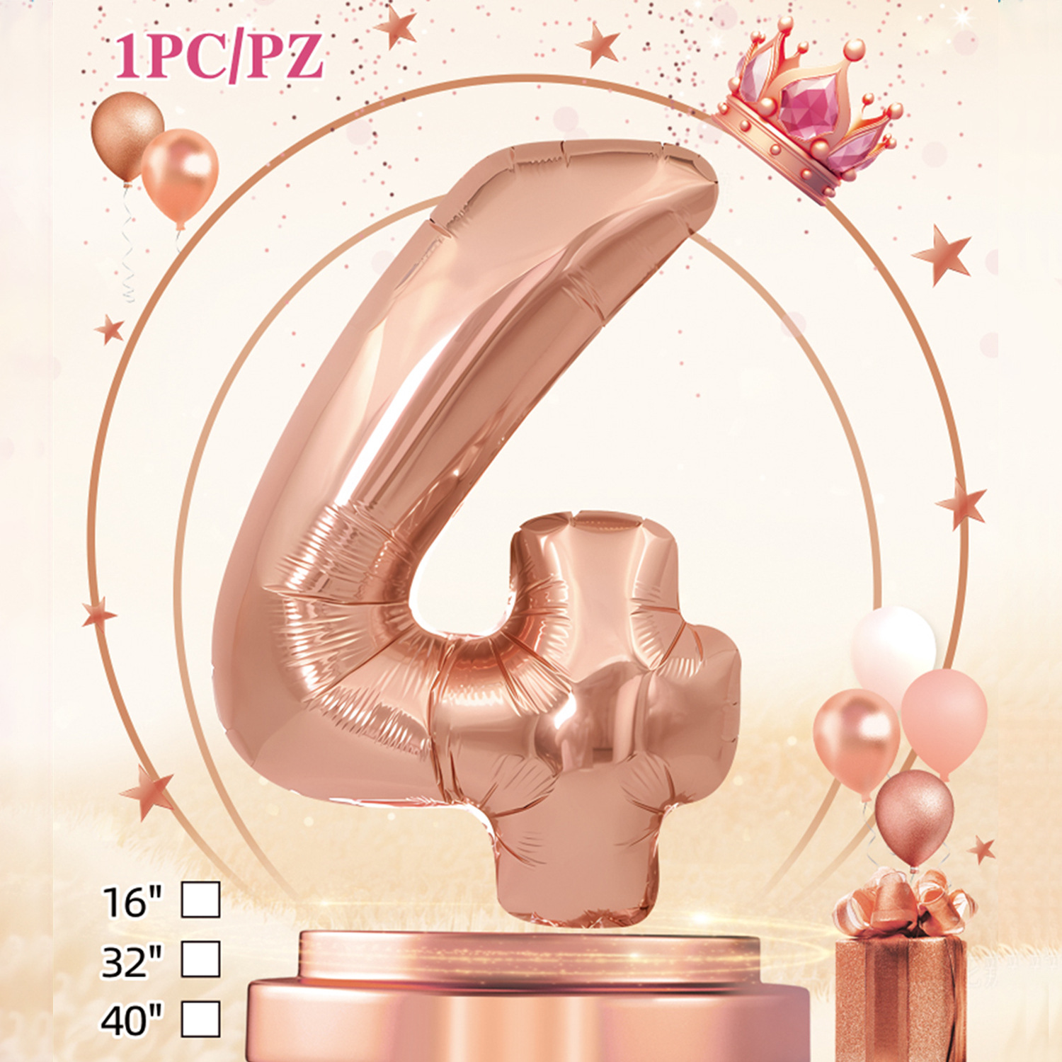 Embalaje de tarjeta de papel independiente digital de cumpleaños impreso en blanco de 32 pulgadas, decoración de fiesta de la versión estadounidense, película de aluminio, decoración de globos de papel de aluminio