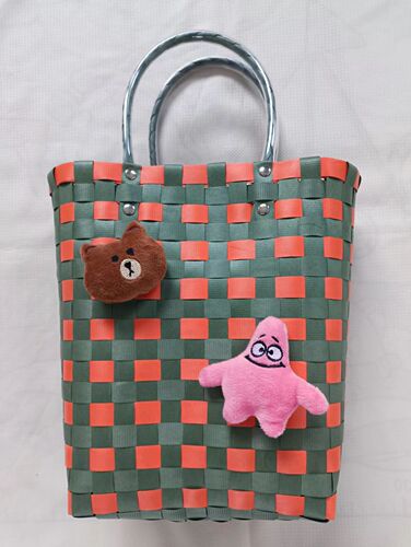 Xiaohongshu shopping basket colorful shopping basket fashionable handbag beach bag picnic basket handmade woven basket
