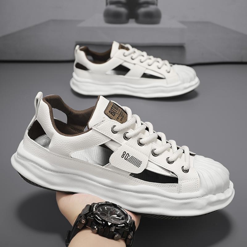 Sandalias de marca de moda, cabeza de concha, zapatos de pan con fugas, zapatos de marco deportivo nuevos para hombre, zapatos de aire de ocio de conducción juvenil