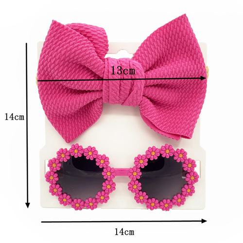 INS Cross-border Children's Sunglasses with Bubble Bow Headband Set Outdoor Travel Headwear Sunglasses 2-Piece Set