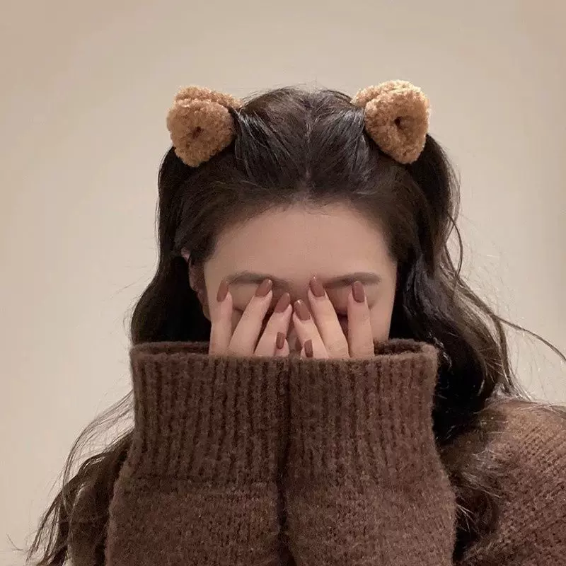 秋冬新款毛绒猫耳朵抓夹可爱少女刘海小号发夹立体夹子发抓发卡