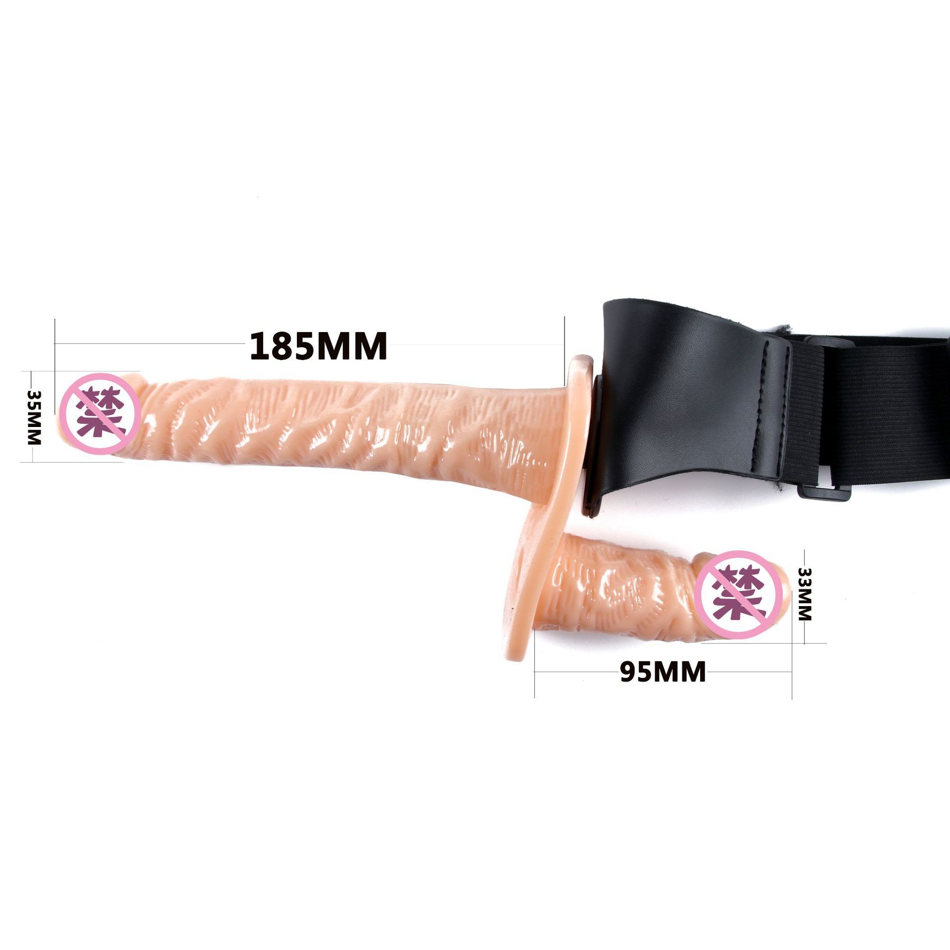Double-Ended Strapless Strap-on TPE Dildo, Skin Tone Wearable Harness-Free Design — detail image 1
